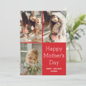 Gepersonaliseerde moederdag, drie fotocollage kaart (Staand voorkant)