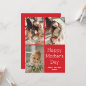 Gepersonaliseerde moederdag, drie fotocollage kaart (Voorkant / Achterkant in situ)