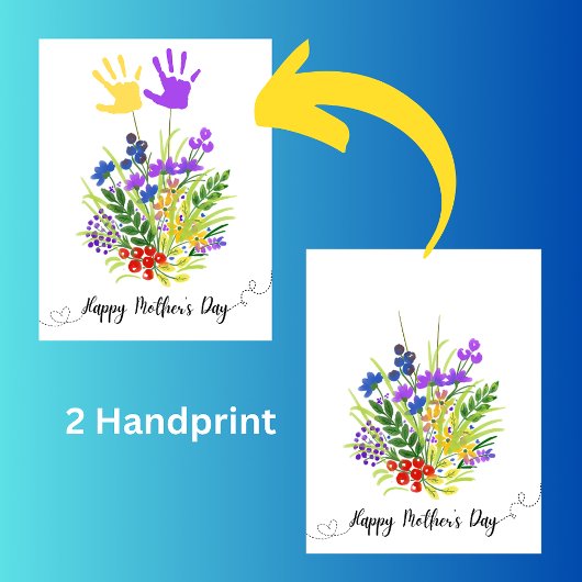 Gepersonaliseerde Moederdag floral 2 handafdruk Kaart
