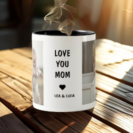 Gepersonaliseerde Moederdag Love You Mom Tweekleurige Koffiemok