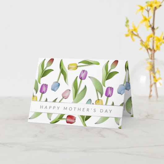Gepersonaliseerde Moederdag Moderne Kleurrijke Tul Kaart (Gele Bloem)