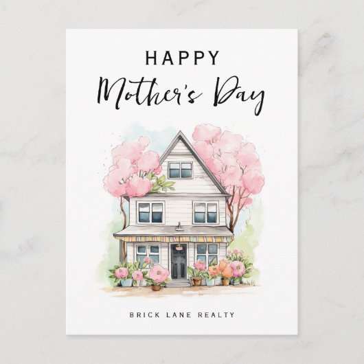Gepersonaliseerde Moederdag Waterverf Huis Realty Feestdagenkaart (Voorkant)