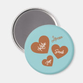 Gepersonaliseerde moeders harten Blauwgroen Magneet (Voorkant / Achterkant)