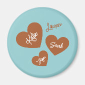 Gepersonaliseerde moeders harten Blauwgroen Magneet (Voorkant)