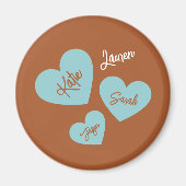 Gepersonaliseerde Moeders Harten Namen van Kindere Magneet (Voorkant)