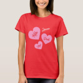Gepersonaliseerde Moeders Harten Rood T-shirt (Voorkant)