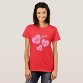 Gepersonaliseerde Moeders Harten Rood T-shirt (Voorkant volledig)