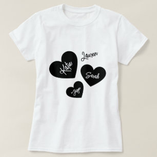Gepersonaliseerde Moeders Harten Zwart & Wit T-shirt