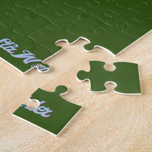 Gepersonaliseerde moeilijke groene kleur ontspanne legpuzzel (Zijkant)
