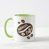 Gepersonaliseerde mok cadeau met koffie bonen ontw (Links)