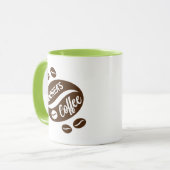 Gepersonaliseerde mok cadeau met koffie bonen ontw (Voorkant links)
