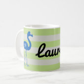 Gepersonaliseerde Mok Flamingo Hearts (Blue-Neon) (Voorkant links)