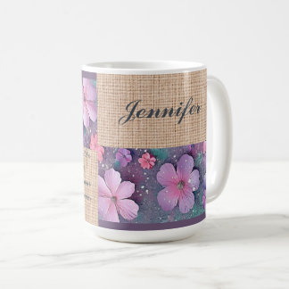 Gepersonaliseerde mok - Kleurrijke glitter bloemen