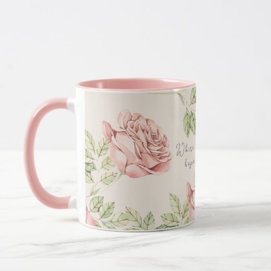 Gepersonaliseerde mok met een rozen motief (Links)