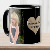 Gepersonaliseerde mok met foto en tekst op het har