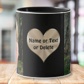 Gepersonaliseerde mok met foto en tekst op het har