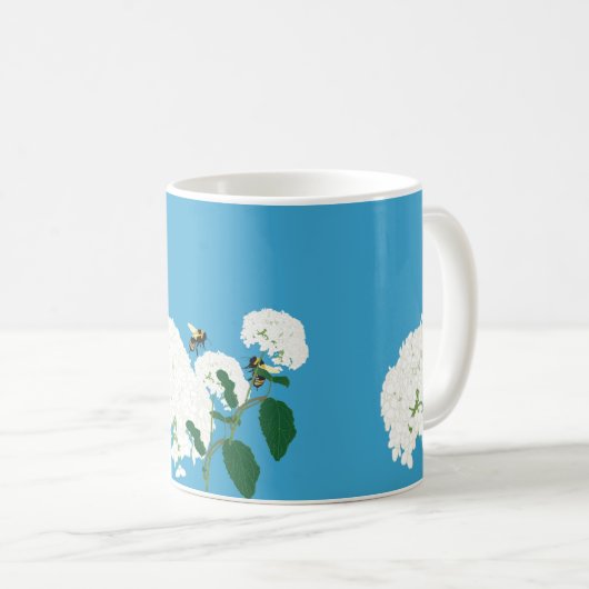 Gepersonaliseerde mok met hortensia's en bijen (Voorkant rechts)