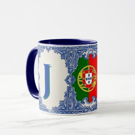 Gepersonaliseerde mok met Portugese Tegels (Voorkant links)