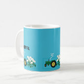 Gepersonaliseerde mok met tractor en hortensia's e (Voorkant links)