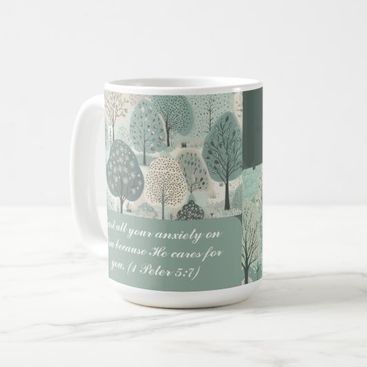 Gepersonaliseerde mok - Pastel Green Forest (Voorkant links)
