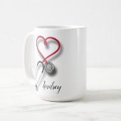 gepersonaliseerde mok van hartstethoscoop koffie (Voorkant links)