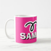 Gepersonaliseerde mok van het kind met naam voor m (Links)