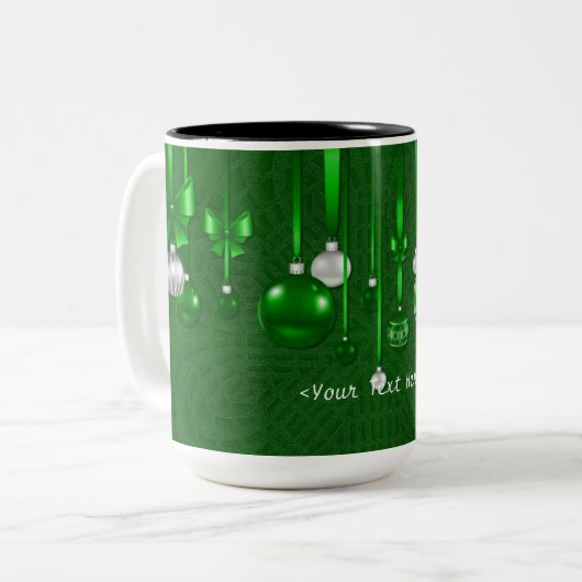 Gepersonaliseerde Mok voor groene kerstversieringe (Voorkant links)