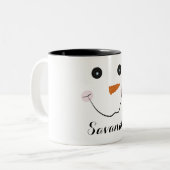 Gepersonaliseerde Mok voor Kerstmis Happy Snowman (Voorkant links)