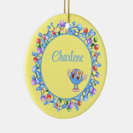 Gepersonaliseerde moleculen deeltjes Vredesatoom Keramisch Ornament (Rechts)