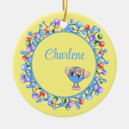 Gepersonaliseerde moleculen deeltjes Vredesatoom Keramisch Ornament (Voorkant)