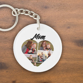 Gepersonaliseerde Mom Heart Shape Fotocollage Sleutelhanger