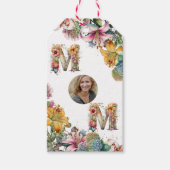 Gepersonaliseerde MOM Moederdag bloem Foto Cadeaulabel (Voorkant)