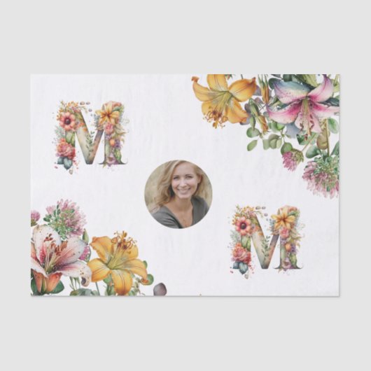 Gepersonaliseerde MOM Moederdag bloem Foto Tissuepapier (Voorkant)