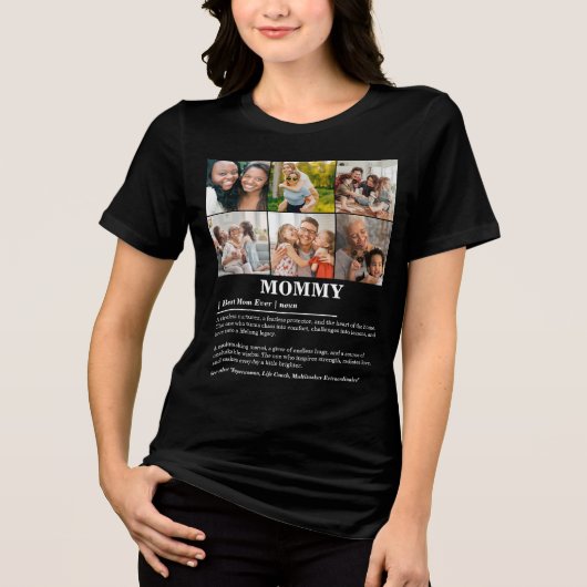 Gepersonaliseerde Mommy Definition 6 Fotocollage Tri-Blend Shirt (Voorkant)