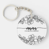 Gepersonaliseerde Mom's Blooming Love Floral Sleutelhanger (Voorkant)