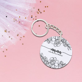 Gepersonaliseerde Mom's Blooming Love Floral Sleutelhanger