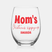 Gepersonaliseerde Mom's Christmas Sippy Cup Wijnglas Zonder Voet (Voorkant)