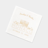 Gepersonaliseerde Monaco bruiloft servetten gouden (Links)