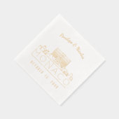 Gepersonaliseerde Monaco bruiloft servetten gouden (Rechts)
