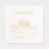 Gepersonaliseerde Monaco bruiloft servetten gouden (Voorkant)
