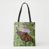 Gepersonaliseerde Monarch Butterfly en Roze Thistl Tote Bag (Voorkant)