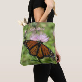 Gepersonaliseerde Monarch Butterfly en Roze Thistl Tote Bag (Dichtbij)