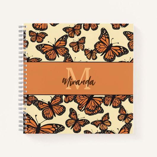 Gepersonaliseerde Monarch Butterfly Monogram Schet Notitieboek (Voorkant)