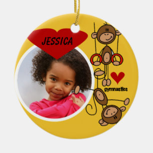Gepersonaliseerde monkey Gymnastics Photo Ornament