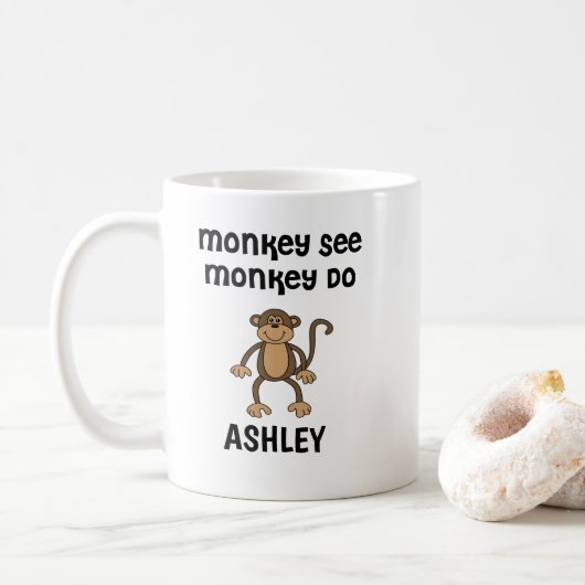 Gepersonaliseerde Monkey See, Monkey Do Mok (Met donut)