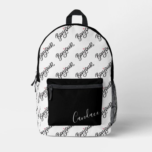 Gepersonaliseerde Monochrome "Bonjour" Rugzak (Voorkant)