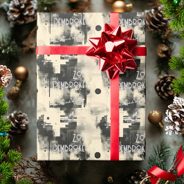 Gepersonaliseerde Monochrome & Zilver Elegante Gif Cadeaupapier