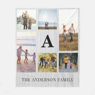 Gepersonaliseerde Monogram 6 Fotocollage Fleece Deken