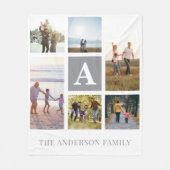 Gepersonaliseerde Monogram 6 Fotocollage Fleece Deken (Voorkant)