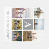 Gepersonaliseerde Monogram 6 Fotocollage Fleece Deken (Voorkant (Horizontaal))